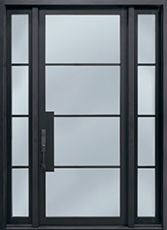 Mahogany Wood Veneer Solid (Euro Technology) Wood Entry Door - Single with 2 Sidelites 