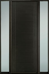 Mahogany Wood Veneer Modern Euro Technology Wood Entry Door - Single with 2 Sidelites 
