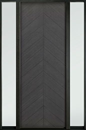 Oak Wood Veneer Modern Euro Technology Wood Entry Door - Single with 2 Sidelites 
