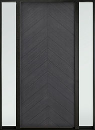 Oak Wood Veneer Modern Euro Technology Wood Entry Door - Single with 2 Sidelites 