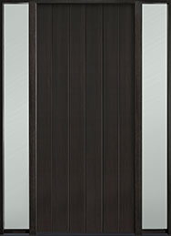 Mahogany Wood Veneer Modern Euro Technology Wood Entry Door - Single with 2 Sidelites 