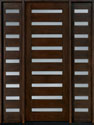 Mahogany Solid Wood Front Entry Door - Single with 2 Sidelites 