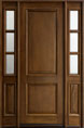 Cherry Solid Wood Front Entry Door - Single with 2 Sidelites 