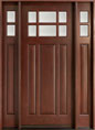 Mahogany Solid Wood Front Entry Door - Single with 2 Sidelites 