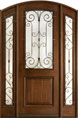 Cherry Solid Wood Front Entry Door - Single with 2 Sidelites 