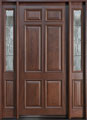 Mahogany Solid Wood Front Entry Door - Single with 2 Sidelites 