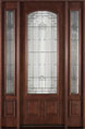 Mahogany Solid Wood Front Entry Door - Single with 2 Sidelites 