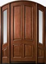 Medium Mahogany Solid Wood Front Entry Single Door with Sidelites - French Collection