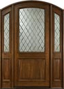 Cherry Solid Wood Front Entry Single Door with Sidelites - French Collection