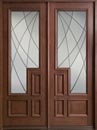 Medium Mahogany Solid Wood Front Entry Double Door - Classic Series