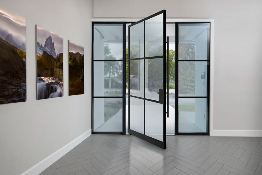 Modern Pivot Steel Exterior Door EST-W6 2SL Gallery