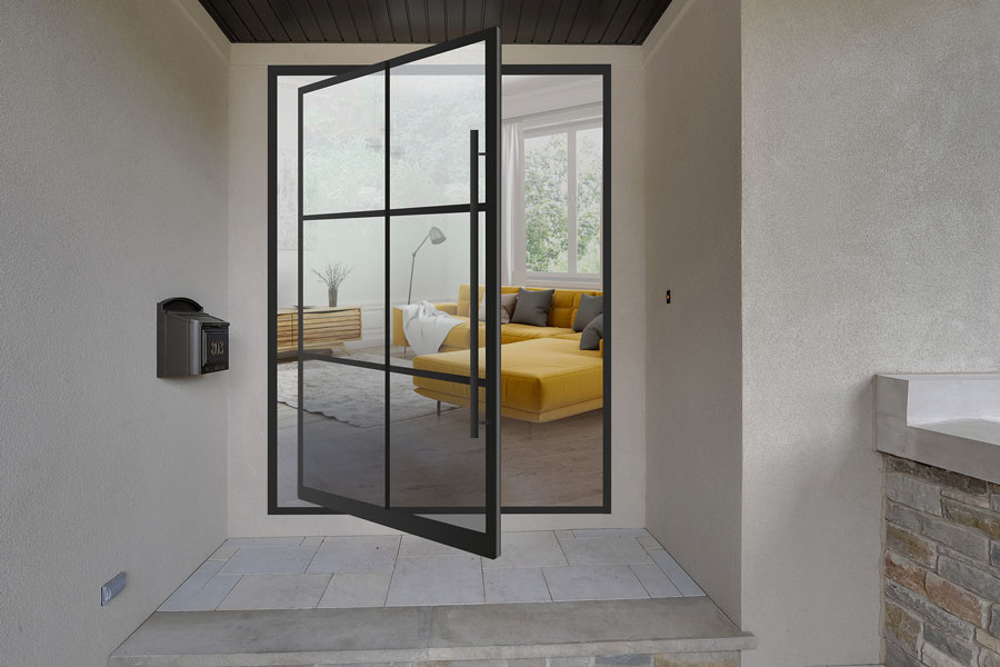 Modern Pivot Steel Exterior Door EST-W6 Gallery