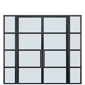 Glass and Steel Modern Exterior Doors- Double with Sidelites