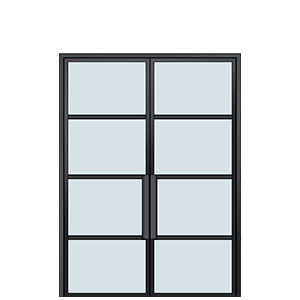 Glass and Steel Modern Exterior Double Doors