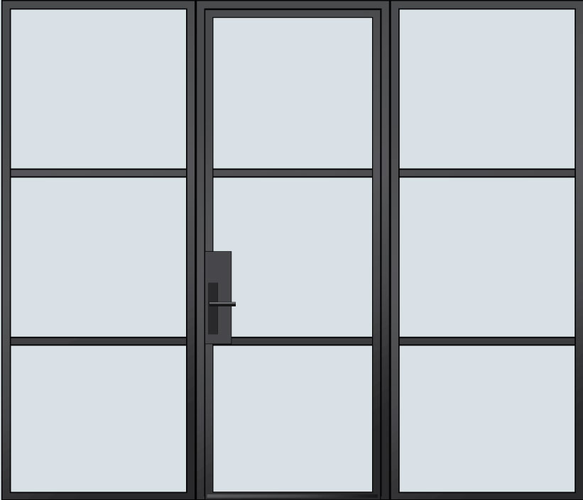 SteelExterior EST-W3-2SLW Door Example Single with 2 Sidelites - Wide 