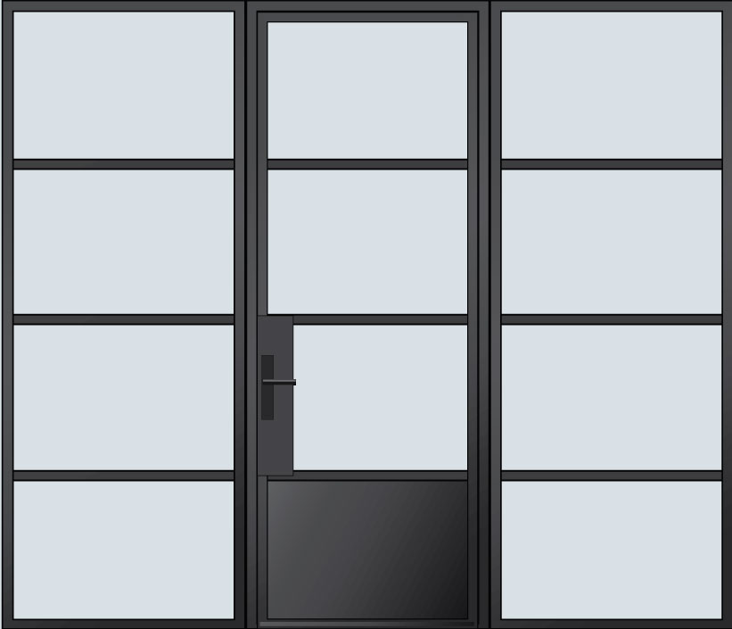 SteelExterior EST-W3P-2SLW Door Example - Single with 2 Sidelites - Wide 