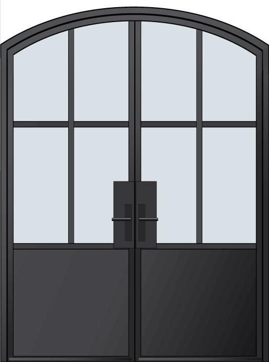 Steel & Glass Exterior Door EST-W4P-DD-Half-Arch
