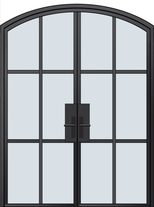 Steel & Glass Exterior Door EST-W6-DD-Half-Arch