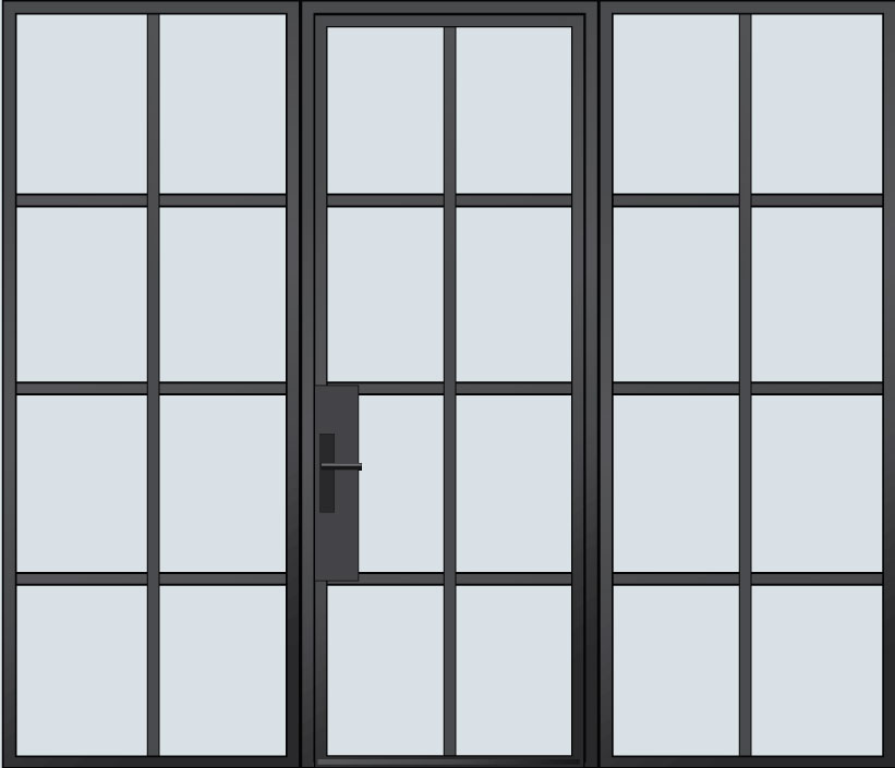 SteelExterior EST-W8-2SLW Door Example Single with 2 Sidelites - Wide 