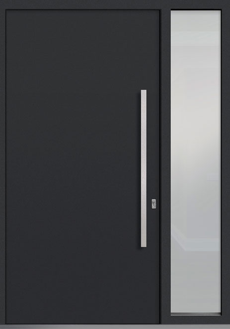 ALU-A1-1SL18_Wood-Aluminum-Matte-Dark-Gray Custom Aluminum Front Door in Nebraska
