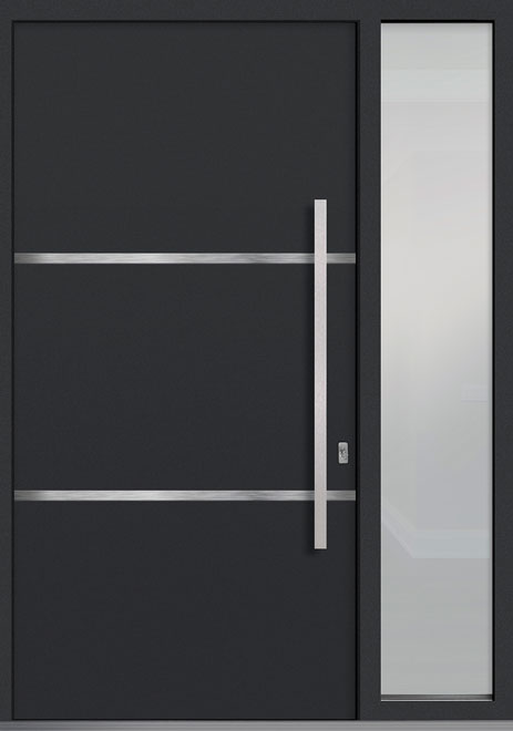 ALU-B4-1SL18_Wood-Aluminum-Matte-Dark-Gray Custom Aluminum Front Door in Minneapolis, Minnesota