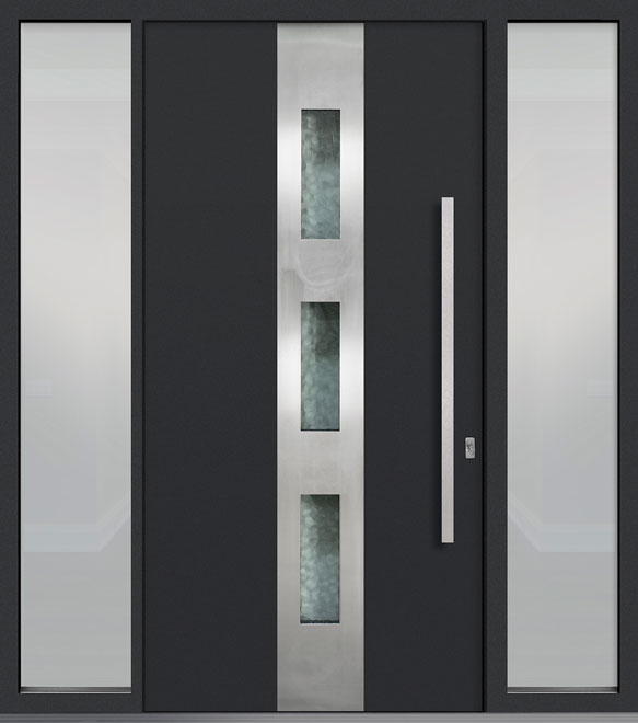 ALU-C2-2SL18_Wood-Aluminum-Matte-Dark-Gray Custom Aluminum Front Door in Maryland, Virginia, Washington DC