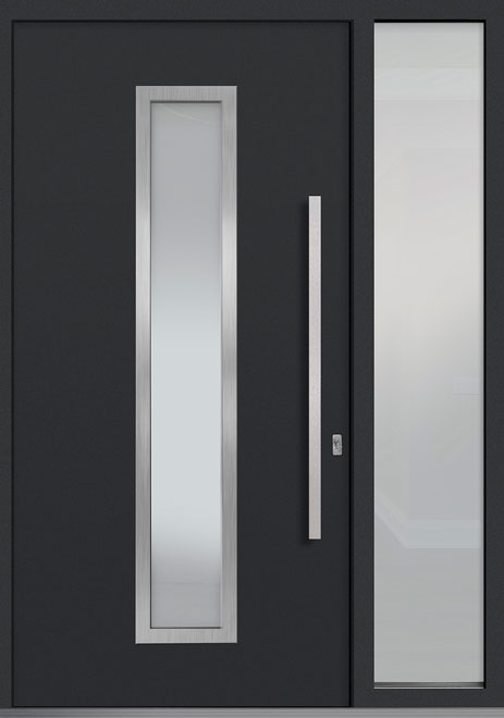ALU-E4-1SL18_Wood-Aluminum-Matte-Dark-Gray Custom Aluminum Front Door in Michigan