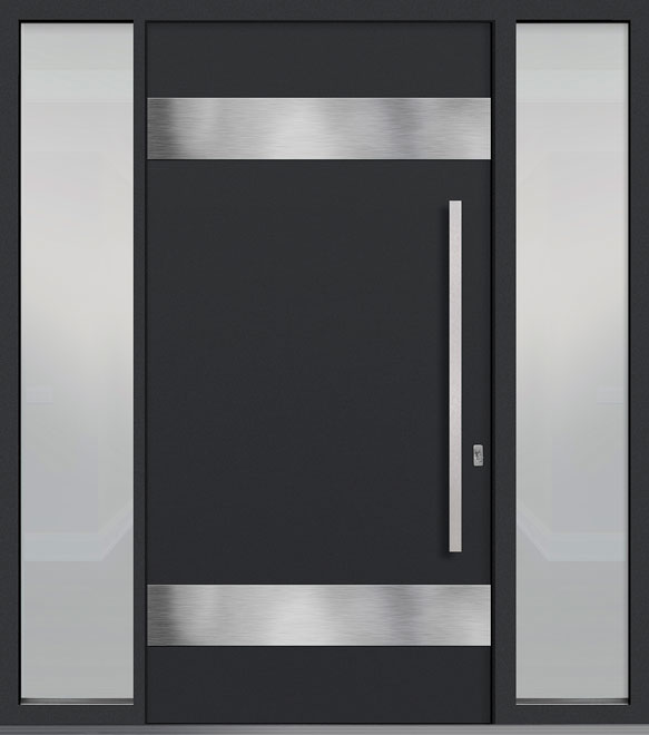 ALU-M1-2SL18_Wood-Aluminum-Matte-Dark-Gray Custom Aluminum Front Door in California