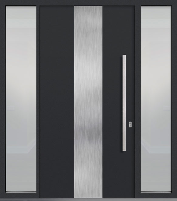 ALU-M2-2SL18_Wood-Aluminum-Matte-Dark-Gray Custom Aluminum Front Door in Austin, Texas