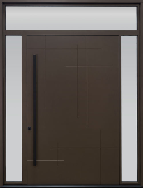 Aluminum Exterior Aluminum Clad Wood Front Door  - GD-PVT ALU-A9 2SL12 TR CST