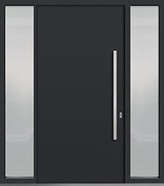 Custom Aluminum Front  Door Example, Exterior Aluminum Clad-Matte Dark Gray DB-ALU-A1 2SL