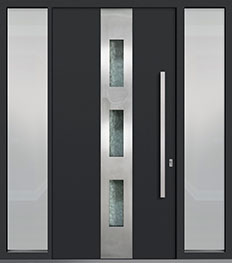 Custom Aluminum Front  Door Example, Exterior Aluminum Clad-Matte Dark Gray ALU-C2-2SL18_Wood-Aluminum-Matte-Dark-Gray