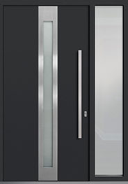 Custom Aluminum Front  Door Example, Exterior Aluminum Clad-Matte Dark Gray ALU-D4-1SL18_Wood-Aluminum-Matte-Dark-Gray in New York