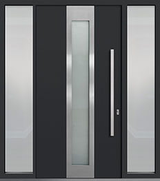 Custom Aluminum Front  Door Example, Exterior Aluminum Clad-Matte Dark Gray DB-ALU-F4 2SL