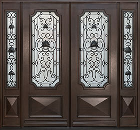 Heritage Front  Door Example - Double with 2 Sidelites, Mahogany, Solid (Euro Technology)