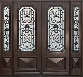 Custom Heritage Collection, Front Door, Double with 2 Sidelites,  Model:  GD-H011 DD 2SL CST Mahogany-Walnut 6418