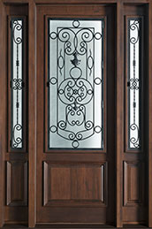Heritage Front  Door Example - Single with 2 Sidelites, Mahogany, Solid (Euro Technology)