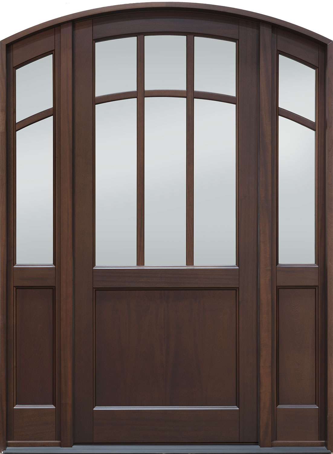 Mahogany Solid Wood Front Entry Door - Single with 2 Sidelites