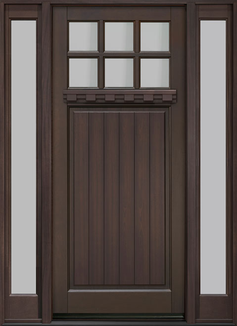 Craftsman Mahogany Wood Front Door  - GD-113PW-DS 2SL CST