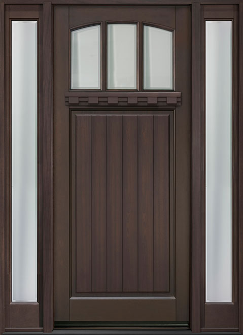 Craftsman Mahogany Wood Front Door  - GD-211PW-DS 2SL CST