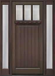 GD-214PW-DS 2SL CST Single with 2 Sidelites Mahogany-Walnut Wood Front Entry Door