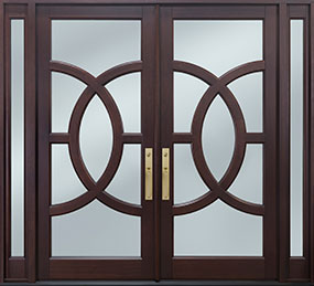 Modern Euro Collection Mahogany Wood Front Door  - GD-885PW DD 2SL CST