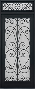 GD-H006 SGL TR CST Single w/ Transom Mahogany-Black-Matte-RAL-9005 Wood Front Entry Door