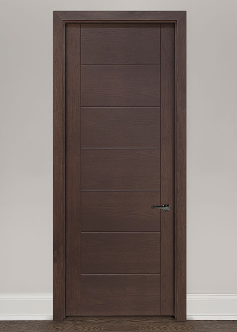 Modern Walnut (Regular Cut) Wood Front Door  - GDIM-8007