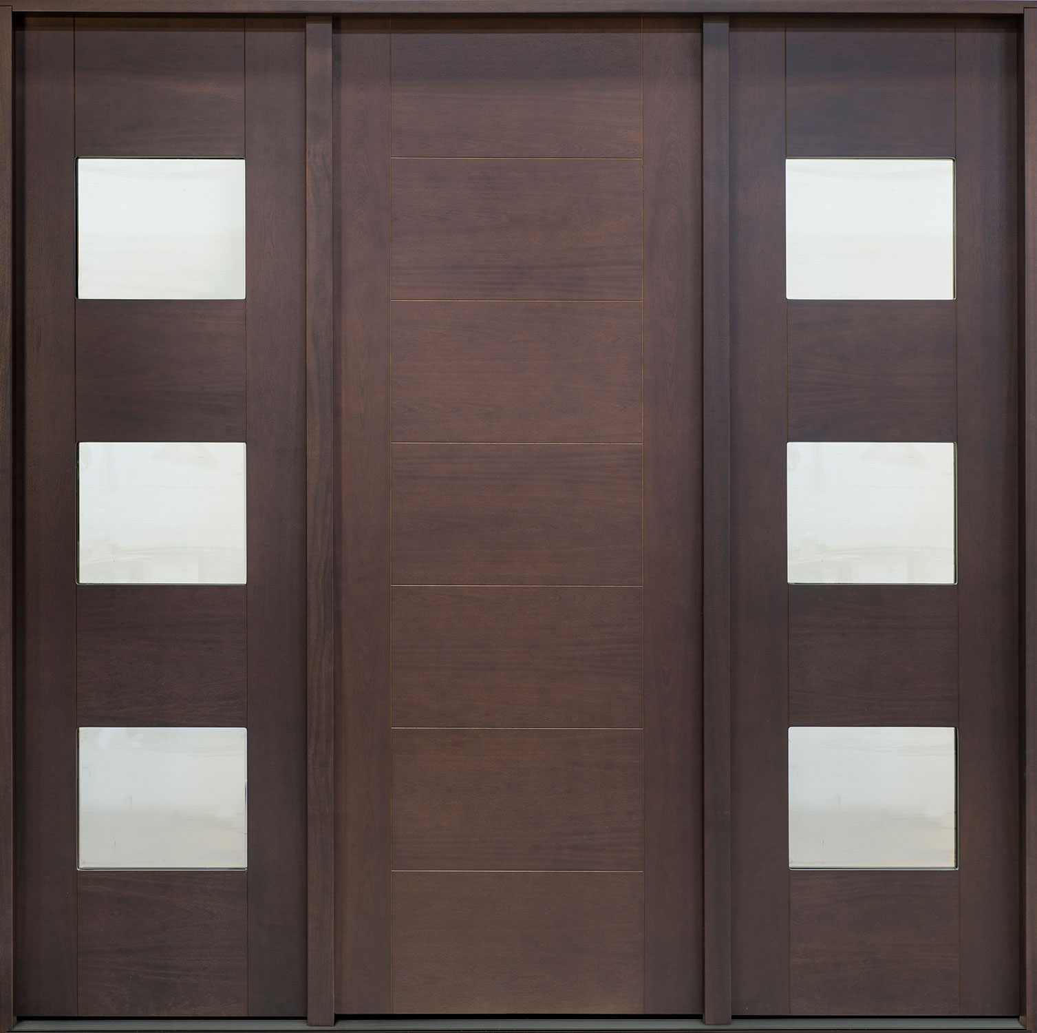 Modern Euro Collection Mahogany Wood Veneer Wood Front Door  - GD-EMD-711T 2SL CST