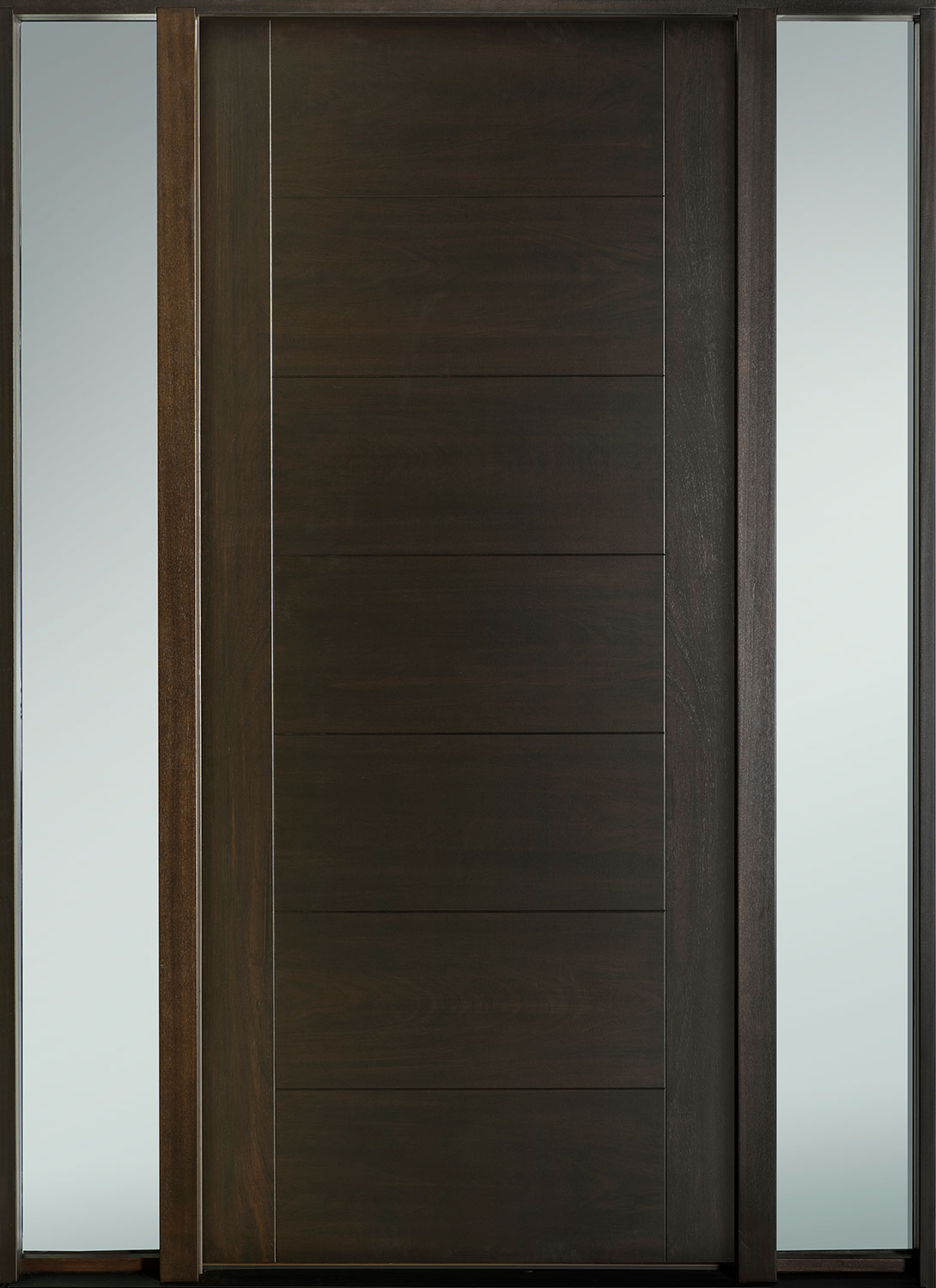 Modern Euro Collection Mahogany Wood Veneer Solid Wood Front Entry Door - Single with 2 Sidelites - DB-EMD-711W 2SL-CG