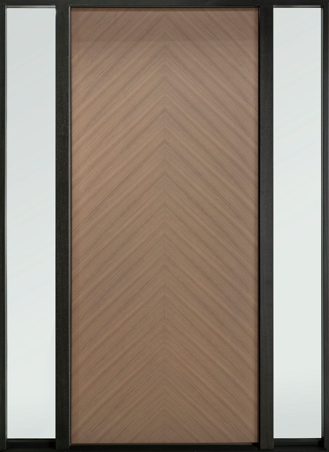 Modern Euro Collection Oak Wood Veneer Solid Wood Front Entry Door - Single with 2 Sidelites - DB-EMD-715W 2SL