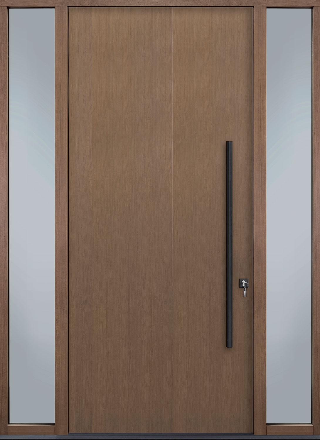 Oak Solid Wood Front Entry Door - Single with 2 Sidelites