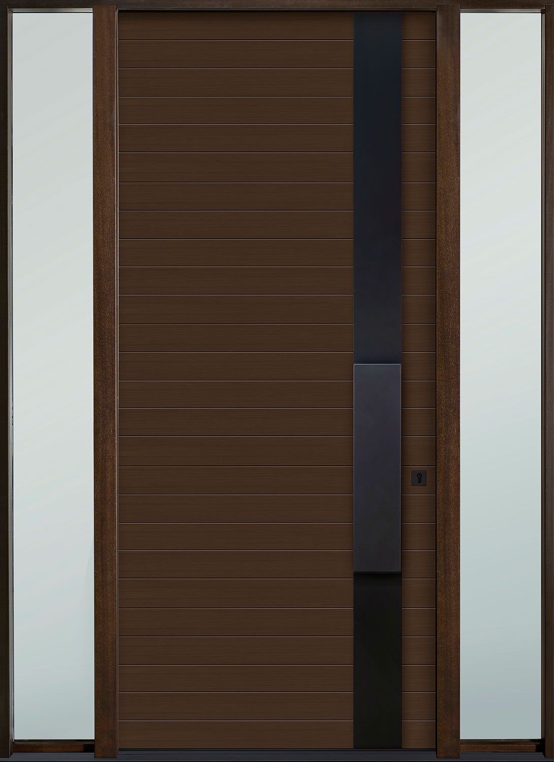 Modern Euro Collection Mahogany Wood Veneer Wood Front Door  - GD-EMD-A5W 2SL CST