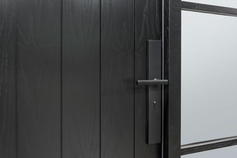 DB-EMD-A2T-2SLW-CST_Oak-Black - Solid Wood Front Door Close-up 0